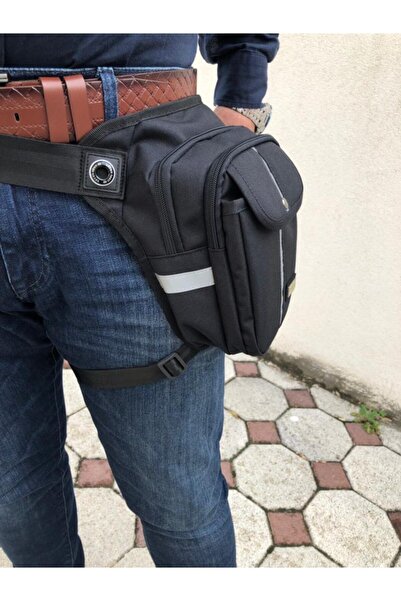 BBLACKSTORE Unisex Siyah Renk Reflektör Desenli Çok Gözlü Motorcu , Bacak Ve Çapraz Çanta