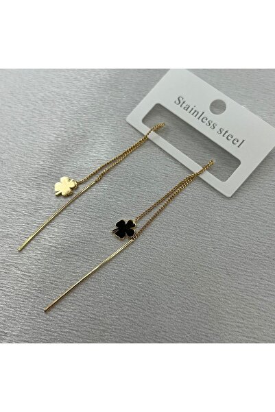 Lavienta Sallantılı Yonca İçten Geçmeli Çelik Küpe