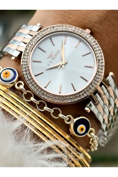 FERRO Rose/silver Color, Steel Strap, Water Resistant, Guaranteed, Women's Wristwatch+bracelet