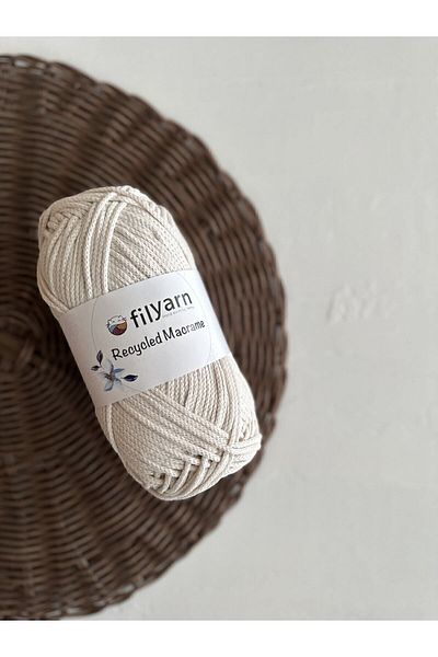 Filyarn Macrame Recycled Cotton Koton Cotton - Cotton Macrame Thread 200 gr - Ecru