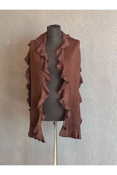 Gönülden Tasarım Γυναικείο σάλι 170x35 cm με σχέδιο βαμβακερό - Λεπτομέρεια βολάν