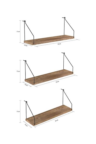 Roomie Home Wall Shelf Bookcase Kitchen Bathroom Living Space Set of 3 15 X 55 Cm.