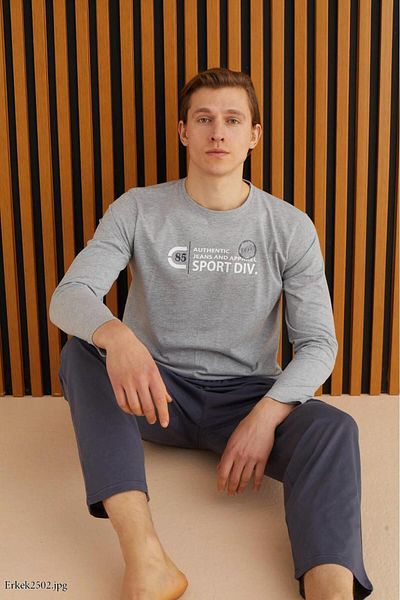 Pijamoni طقم بيجامة رجالي كم طويل 100% قطن (موسم جديد)