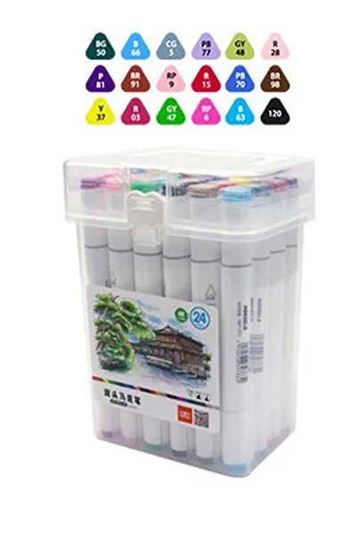 Vothoon 24'Lü Çift Kafa İşaretleyici Boyama Sanat Graffiti Fosforlu Kalemler ...