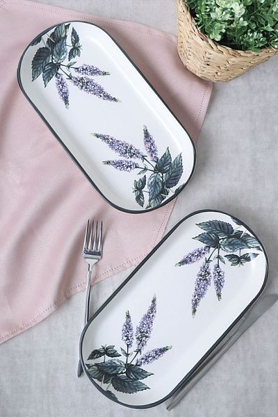Keramika 28 Cm 2 Pieces Flower Garden Noyan Boat Plate - 18939