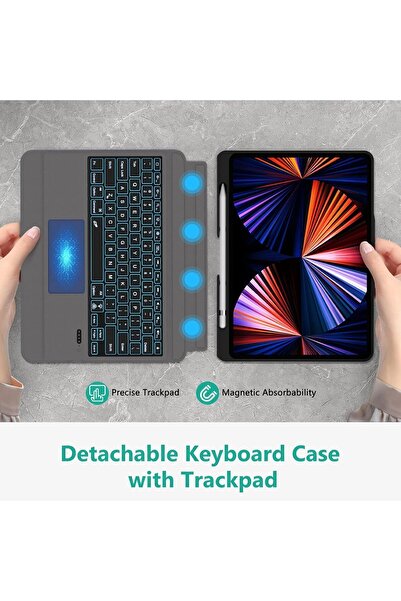 Fogy İpad Pro 11 2024/2025 M4/ Çipli A2837 Uyumlu Klavye Mag Touchpad Klavyeli Standlı Klavyeli Kılıf