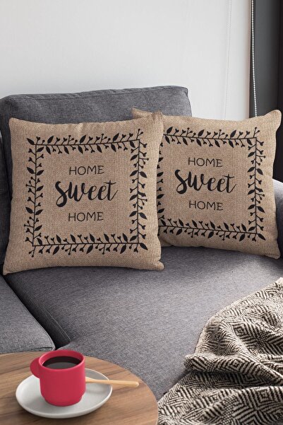 Viva Home 43x43cm Premium Tay Tüyü Dokuma Kumaş Çift Taraflı Hasır Görünümlü Kırlent Yastık Kılıfı Krl184