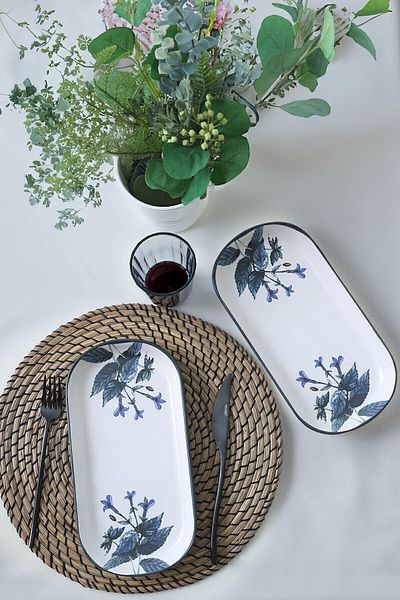 Keramika 28 Cm 2 Pieces Flower Garden Noyan Boat Plate - 18943