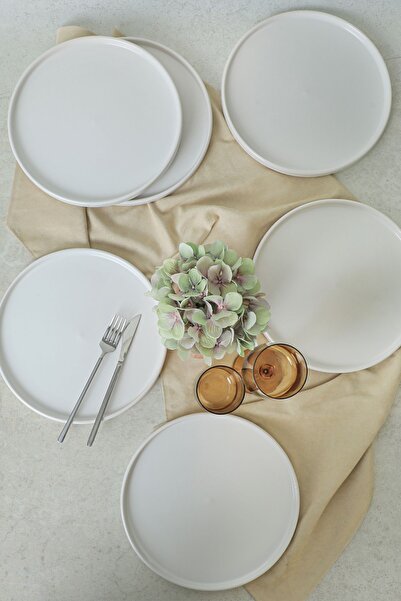 Keramika Farfurie de Servire Stackable Albă 27 Cm - 6 Bucăți 006