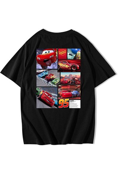 BRZ COLLECTION Μπλουζάκι Unisex Oversize Cars (Lightning McQueen).