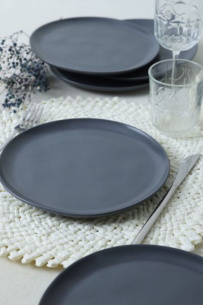 Keramika 22 Cm Latime Gri Mat 6 Farfurii Sardes pentru Tort - 959
