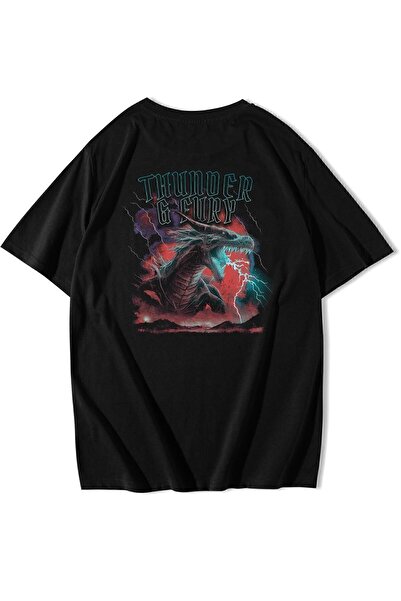 BRZ COLLECTION Tricou unisex oversize Thunder and Dragon