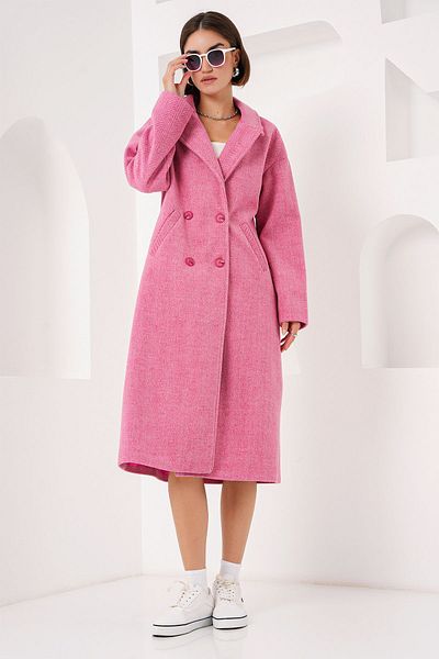 Bigdart Fuchsia Oversize Weit geschnittener Langer Stamp Wollmantel 9113