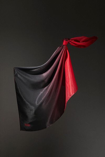 PİRAMİT Black Red Gradient Amber Glitter Scarf