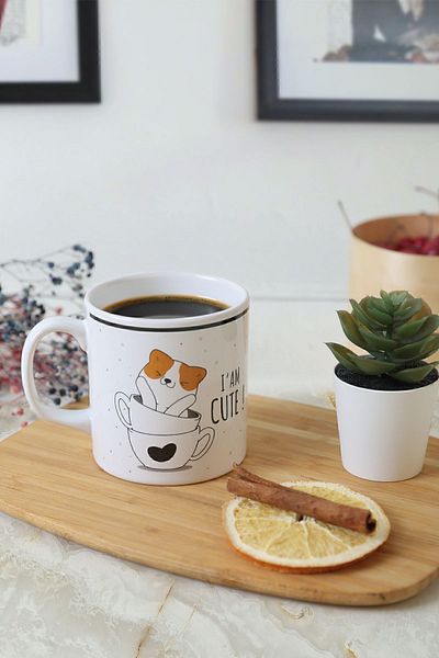Keramika 10 cm Wide Cylinder Mug - Cute Cat