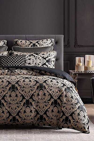 İQON Lastikli Çarşaflı Nevresim Takımı Çift Kişilik Damask Bej