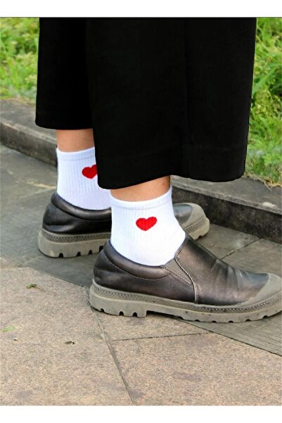 Black Arden Socks Yarım Konç Kalp Desenli Kadın Kolej Çorap 5 Çift