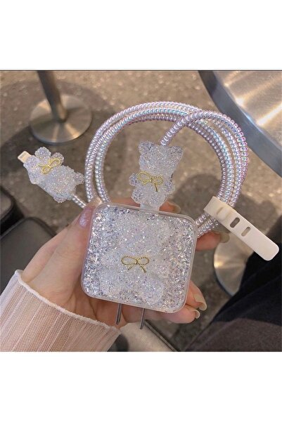 daystar İphone 18w/20w Uyumlusimli Ayı Şarj Aleti Kılıfı, Şarj Kablo Koruyucu...