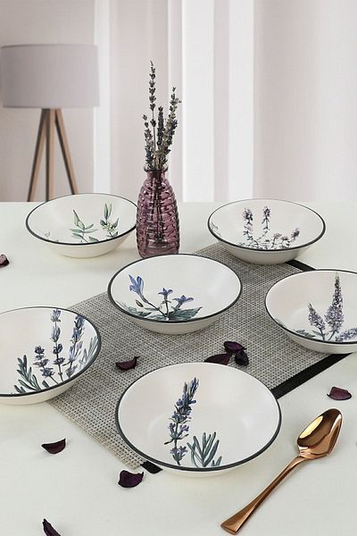 Keramika Farfurie De Gradina De Flori 18 Cm 6 Bucati