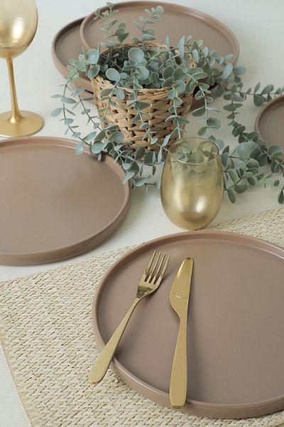 Keramika Farfurie de Servire Stackable Mat Soil Taupe 27 Cm 6 Bucuri 977