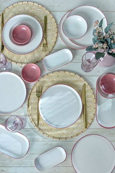 Keramika Line Pink Breakfast Set 18 Pieces for 6 People 20000