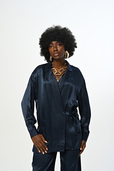 Orfeo Negro Жіноча сорочка з атласу - з боковим зав'язуванням, однотонна