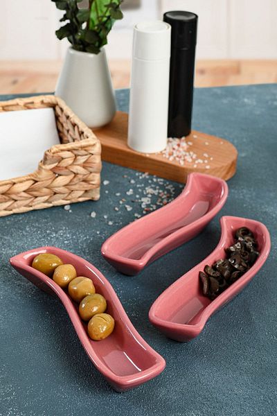 Keramika Δίσκος ελιάς Dusty Rose Ivory 18 cm 3 τεμάχια 557