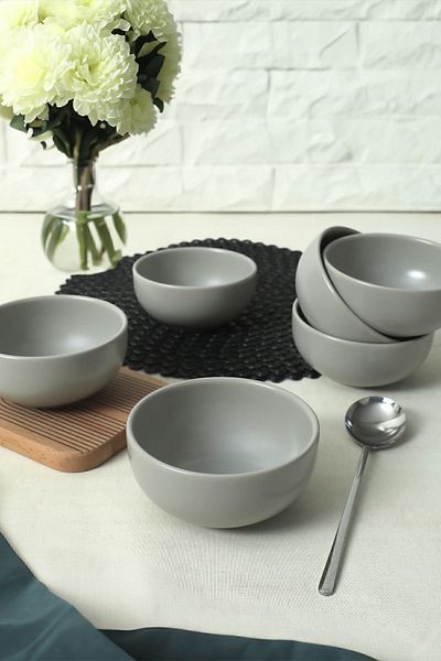 Keramika Matte Gray Cloud Bowl 12 cm 6 Pieces 995