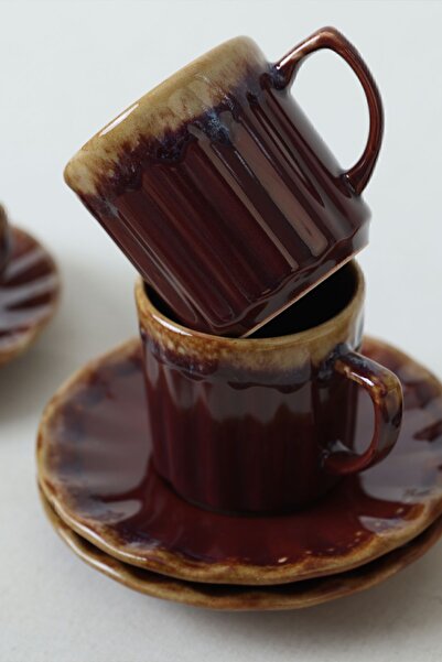 Keramika Shizen Mürdüm Sirius Kahve Takımı 12 Parça 6 Kişilik Q45