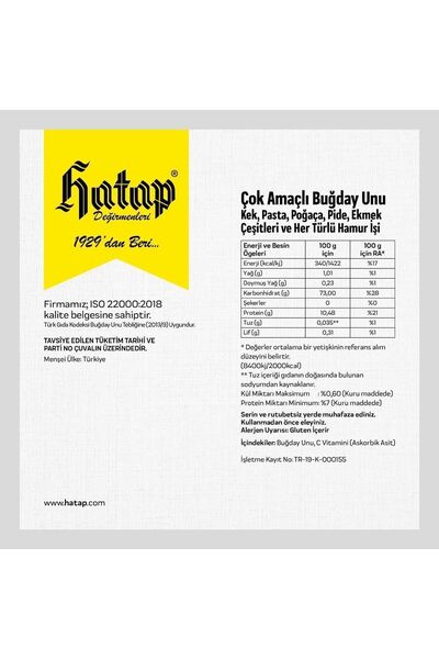 Hatap Değirmenleri Hatap 25 Kg Çok Amaçlı Un