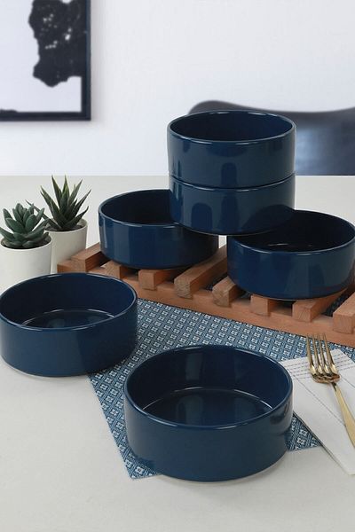 Keramika Μπολ Σούπας Indigo Blue Stackable 14 cm 6 τεμάχια