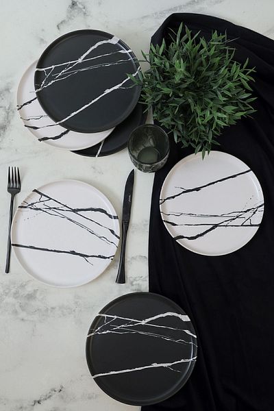 Keramika 22 Cm 6 Pieces Marble Cake Plate - 17950-51