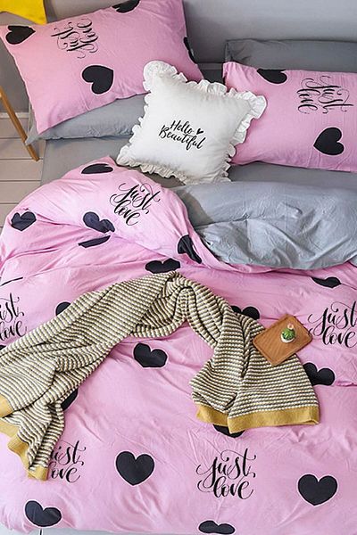 İQON Σετ Σεντόνι Παπλωματοθήκη Μονό Just Love Pink