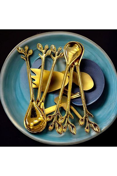 CHANCE GİFT Spring Shape 6-Piece Metal Spoon - Tea, Coffee, Dessert and Jam Ice Cream Spoon