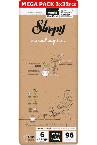 Sleepy Ecologic Pants Size 6 | 160 count | Eco-Friendly | Hypoallergenic | Absorbent | All-Natural