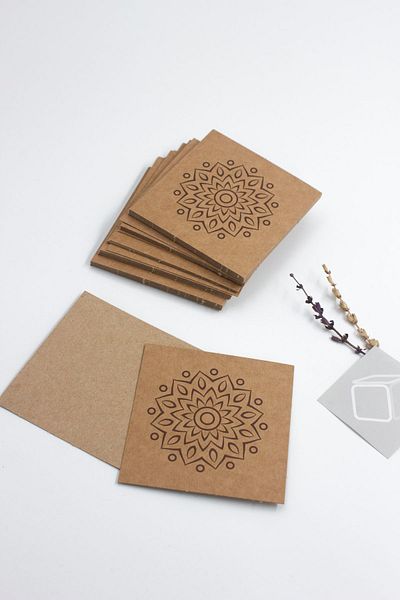 carton box Cardboard Box 25 Pieces Kraft Square Mandala Patterned Label Card