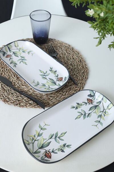 Keramika 28 εκ. 2 τεμάχια Flower Garden Noyan Boat Plate - 18941