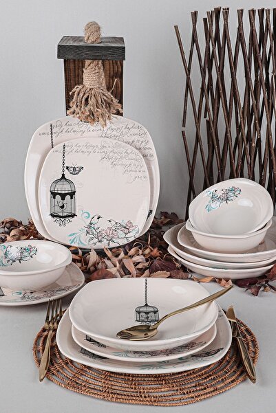 Keramika Retro Yemek Takımı 24 Parça 6 Kişilik