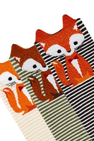 BRZ KIDS Комплект от 3 чорапи за момичета с 3D лисица