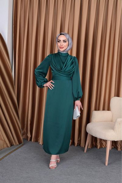 modadeywearst Σατέν Hijab Βραδινό Φόρεμα - Dagaje Cut
