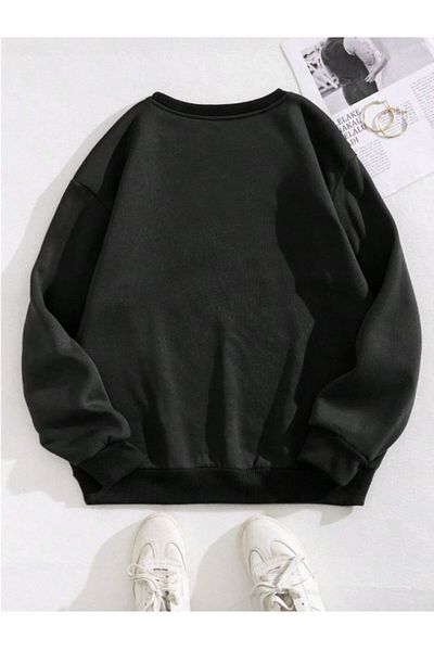 LA GULER Χειμερινό Unisex Oversize Φούτερ - Crew Neck, 3 Κλωστές Βαμβακερό, Fleece