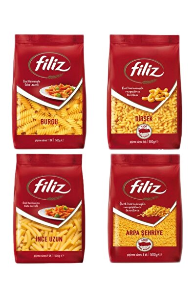 FİLİZ Set 4x Makarna Burgu-dirsek-ince Uzun- Arpa Şehriye