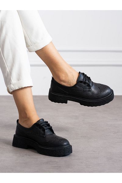 Alemdar Shoes Дамски мокасини - черни с връзки