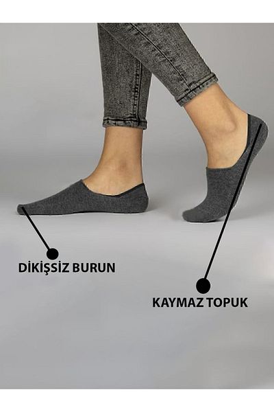 Lvari 6UnisexCotton Seamless Gray Ballerina Socks