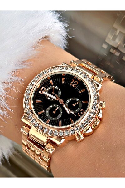 Tisaati ساعة يد نسائية بتصميم فاخر بسوار معدني مرصع بالأحجار من سلسلة خاصة - ...