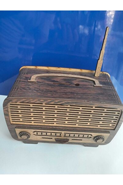 kurt41 Ahşap Nostaji Radyo Tasarımlı Hediyelik Kumbara