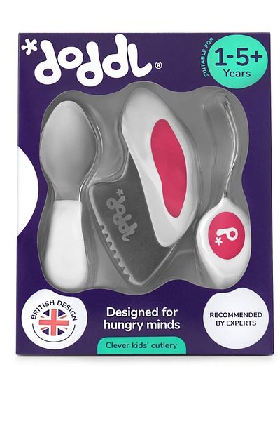 DODDL Blw Supporting Ergonomic Fork Spoon Knife Set 1-5 Years // Magenta