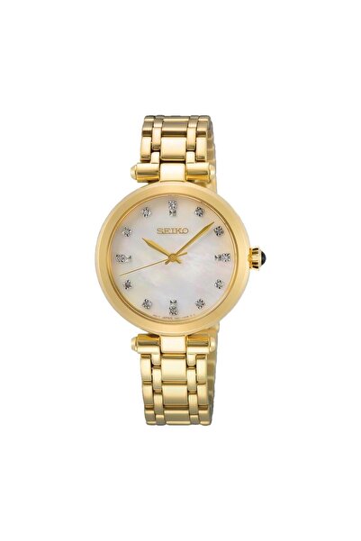 Seiko SRZ536P Quartz Çelik Altın Rengi Sedef Kadran Safir Cam 30 mm Kadın Kol Saati