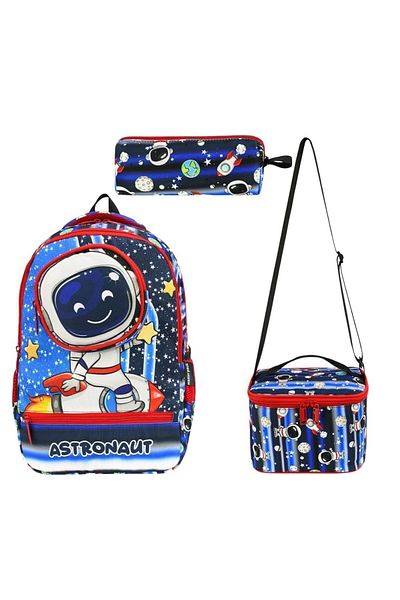 Alanç Gift Rucsac ortopedic pentru școala primară personalizat astronaut albastru pentru băiat - nutriție și suport pentru stilou