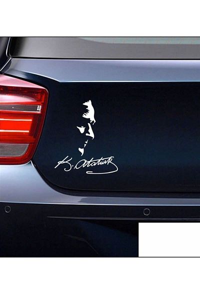 ModernSanatDükkanı Autocolant Ulusal Lider Mustafa Kemal Ataturk 23x20 cm Autocolant pentru masina, motocicleta, laptop, sticla